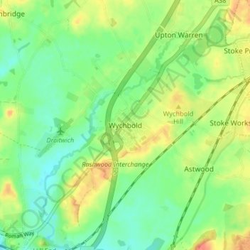 Topografische Karte Wychbold, Höhe, Relief