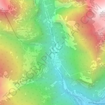 Topografische Karte Motta San Guglielmo, Höhe, Relief