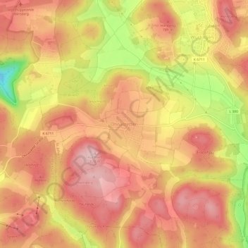 Topografische Karte Ohnastetten, Höhe, Relief