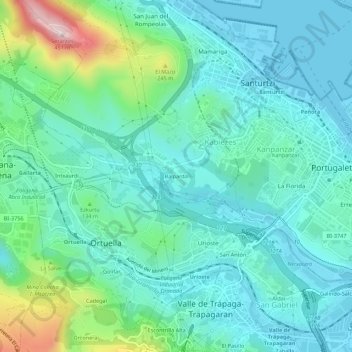 Topografische Karte Balparda, Höhe, Relief