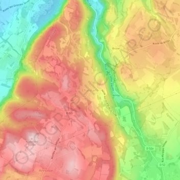 Topografische Karte Chatelans, Höhe, Relief