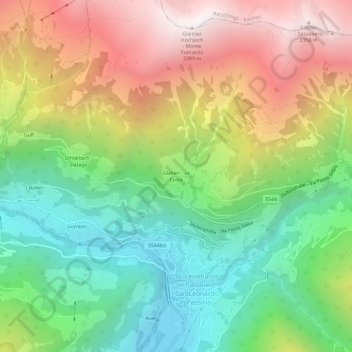 Topografische Karte Glaiten, Höhe, Relief