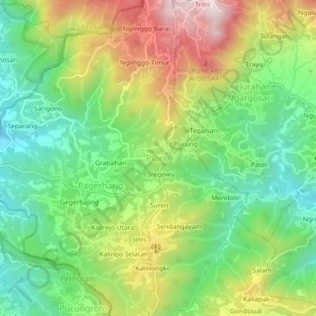 Topografische Karte Plono, Höhe, Relief