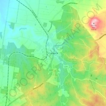 Topografische Karte Creswick, Höhe, Relief