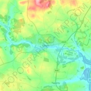 Topografische Karte Ellon, Höhe, Relief