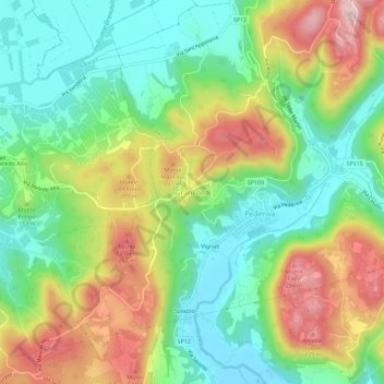 Topografische Karte Grancona, Höhe, Relief
