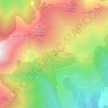 Topografische Karte Batère, Höhe, Relief