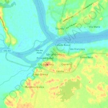 Topografische Karte São Jerônimo, Höhe, Relief