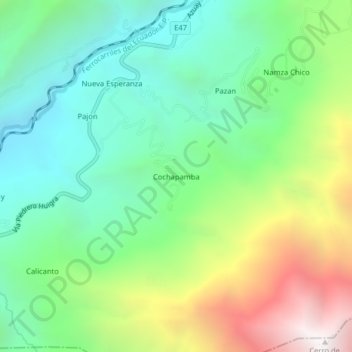 Topografische Karte Cochapamba, Höhe, Relief
