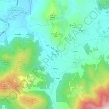 Topografische Karte Noustens, Höhe, Relief