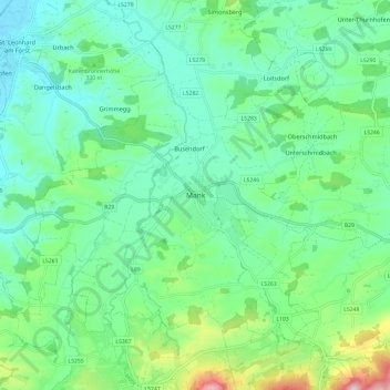 Topografische Karte Mank, Höhe, Relief