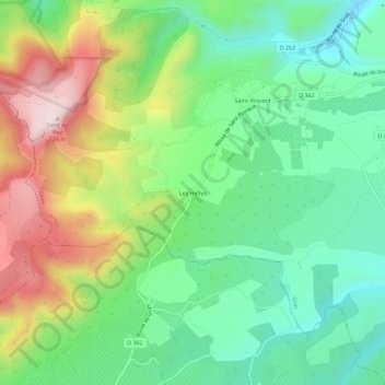 Topografische Karte Les Hellys, Höhe, Relief