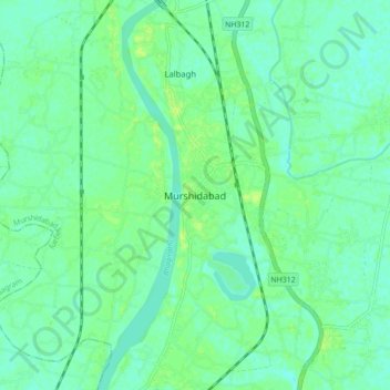 Topografische Karte Murshidabad, Höhe, Relief