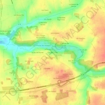 Topografische Karte Clos des Lucas, Höhe, Relief
