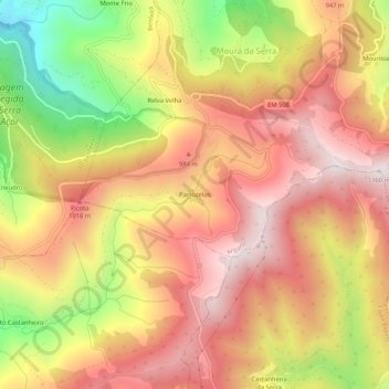 Topografische Karte Parrozelos, Höhe, Relief
