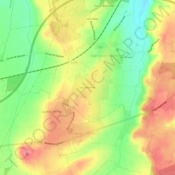 Topografische Karte Les Varennes, Höhe, Relief