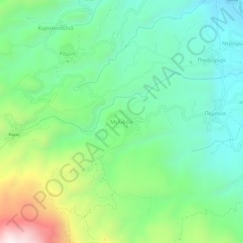Topografische Karte Melidoni, Höhe, Relief