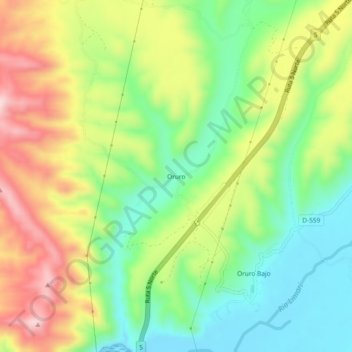 Topografische Karte Oruro, Höhe, Relief