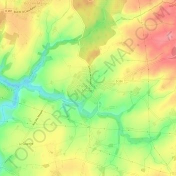 Topografische Karte Chaudron-en-Mauges, Höhe, Relief