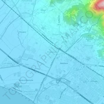 Topografische Karte Portonetti, Höhe, Relief
