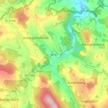 Topografische Karte Wies, Höhe, Relief