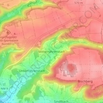 Topografische Karte Mitterrohrenstadt, Höhe, Relief