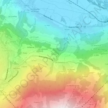 Topografische Karte Ronnaz, Höhe, Relief