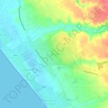 Topografische Karte Tor San Lorenzo, Höhe, Relief