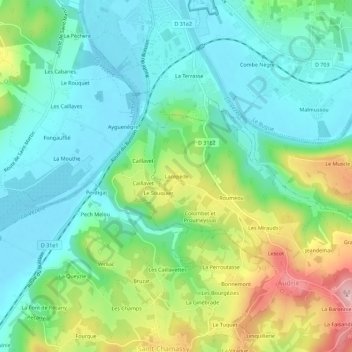 Topografische Karte Lacépède, Höhe, Relief