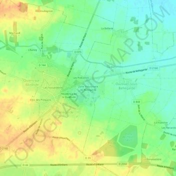 Topografische Karte Zone Industrielle, Höhe, Relief