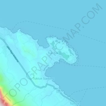 Topografische Karte Tuk Tuk, Höhe, Relief