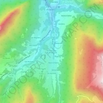 Topografische Karte Saint-Hugues-de-Chartreuse, Höhe, Relief
