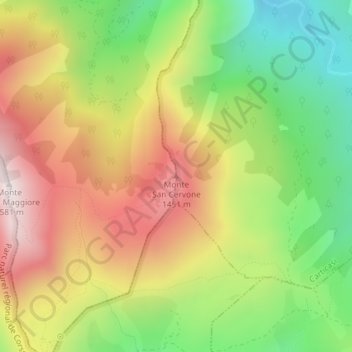Topografische Karte Monte San Cervone, Höhe, Relief