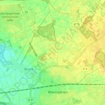 Topografische Karte Gerkerath, Höhe, Relief