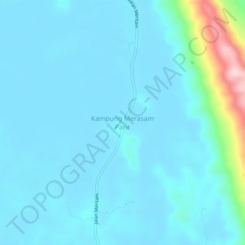 Topografische Karte Kampung Merasam Parit, Höhe, Relief