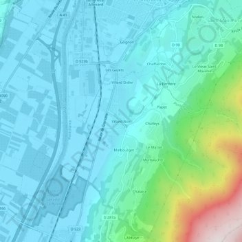 Topografische Karte Villard Noir, Höhe, Relief
