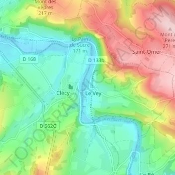 Topografische Karte Le Bas du Vey, Höhe, Relief
