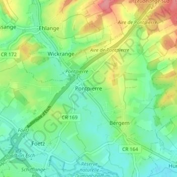 Topografische Karte Steinbrücken, Höhe, Relief