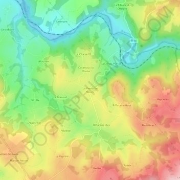 Topografische Karte La Pierre de Neuvic, Höhe, Relief