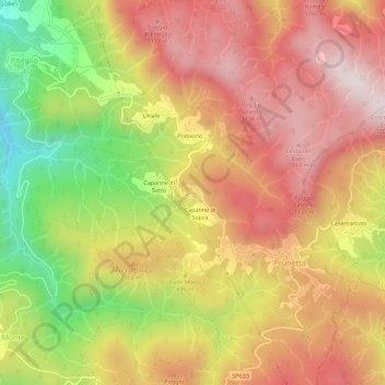 Topografische Karte Cecafumo, Höhe, Relief