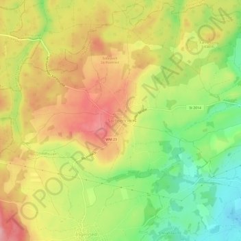 Topografische Karte Sachsenried, Höhe, Relief