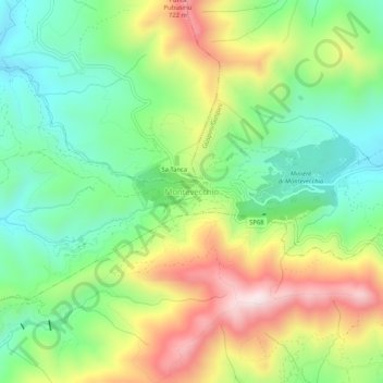 Topografische Karte Montevecchio, Höhe, Relief