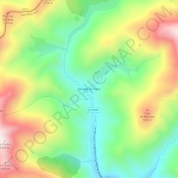 Topografische Karte Pendilla de Arbas, Höhe, Relief