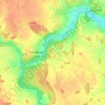 Topografische Karte All des Artisans, Höhe, Relief