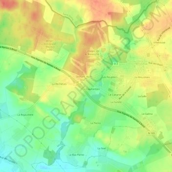 Topografische Karte La Coullardais, Höhe, Relief