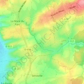 Topografische Karte Durécu, Höhe, Relief