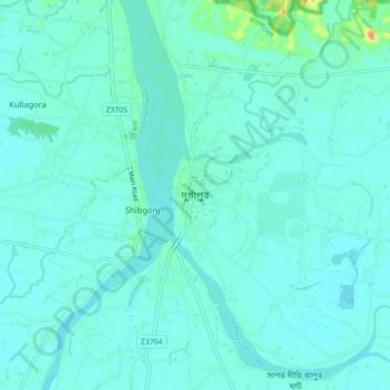 Topografische Karte Durgapur, Höhe, Relief