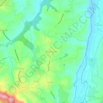 Topografische Karte Amendeuix, Höhe, Relief