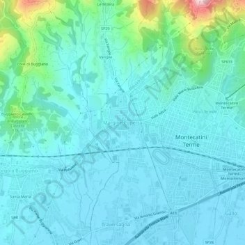 Topografische Karte Margine Coperta, Höhe, Relief