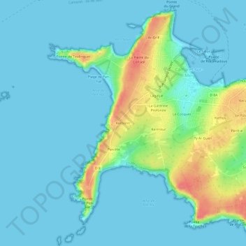 Topografische Karte Kerbonn, Höhe, Relief